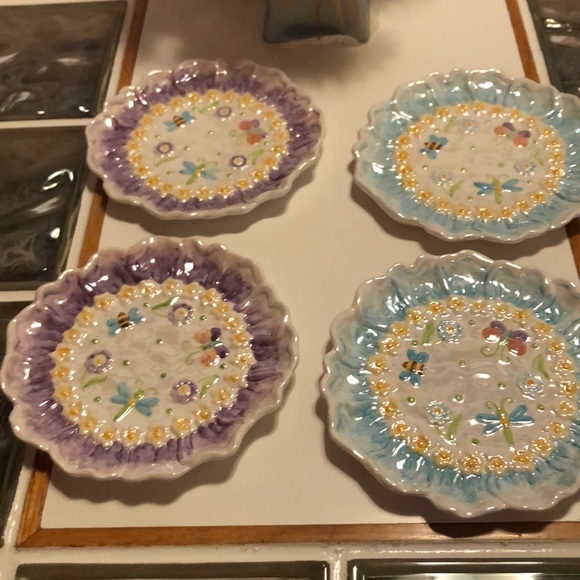 Salad/dessert plates butterflies-bees dragonflies - Picture 4 of 6